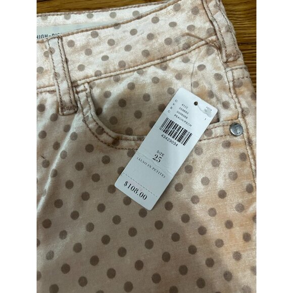 Anthropologie Pilcro the Letterpress Polka Dot Velvet Skinny Pants Peach Size 25 - Picture 4 of 8